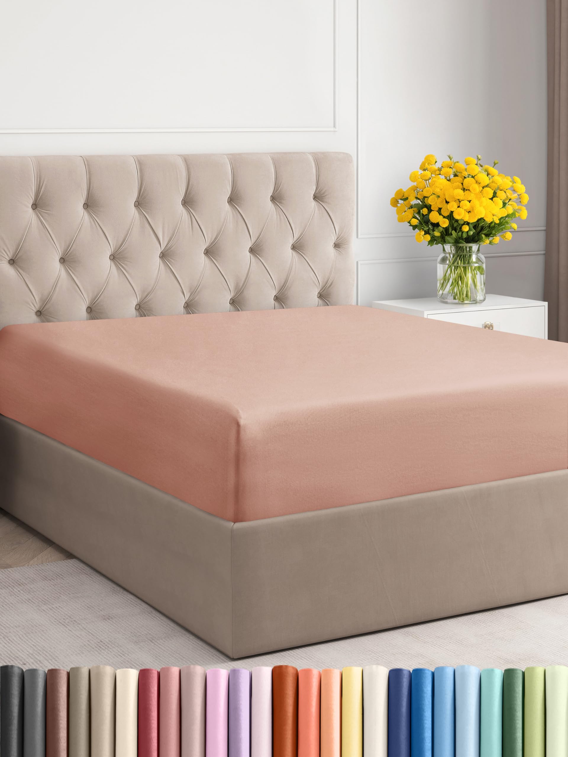 Full Fitted Sheet - Single Fitted Sheet Only - 8-16" Deep Pockets - Mauve