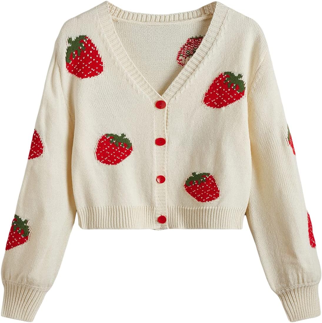 MakeMeChic Girl's Cardigan Sweaters Cute V Neck Button Down Teens Kids Cropped Sweater