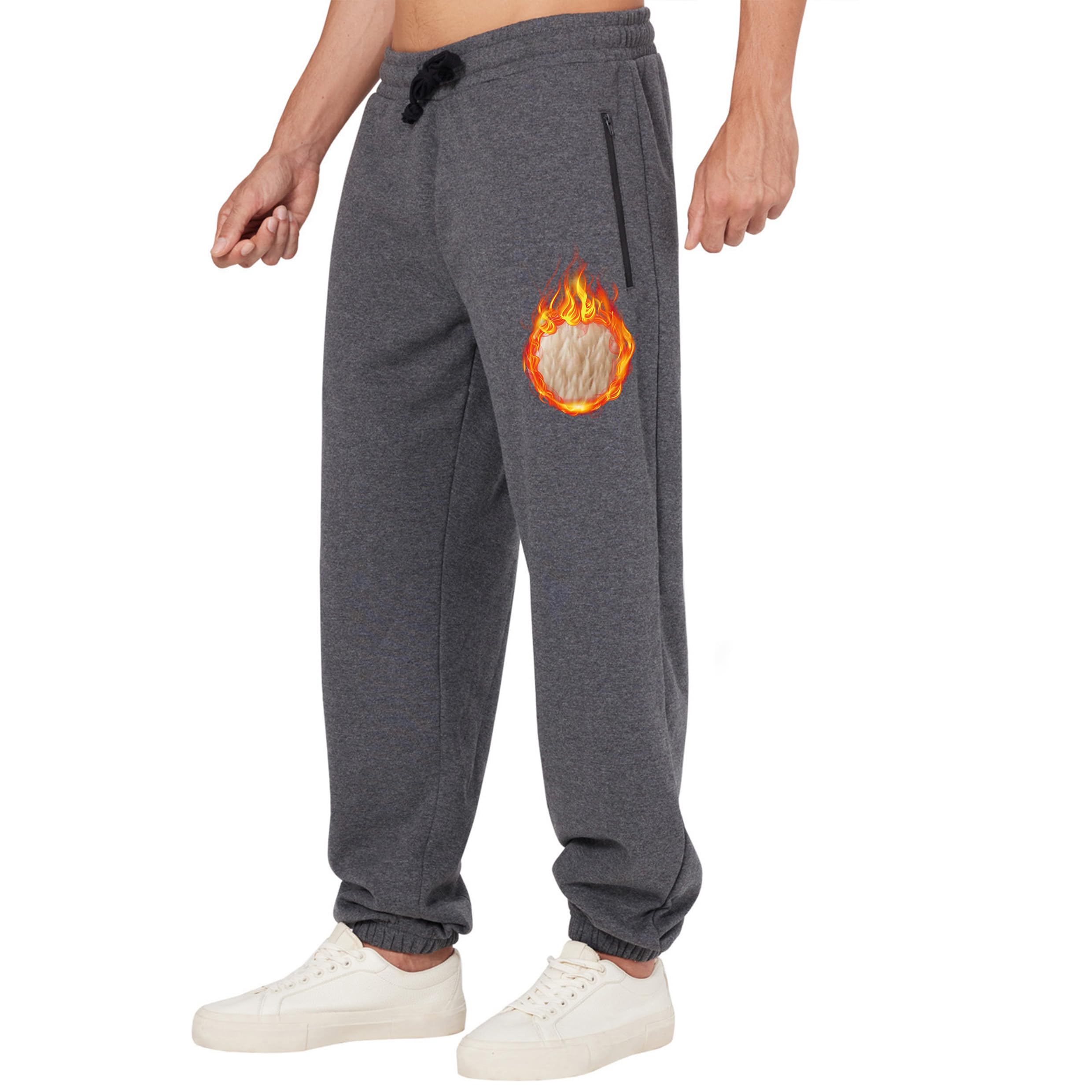 ineepor Pantaloni Tuta Uomo Invernali Pantaloni Termici Sportivi Uomo Felpata Pile Foderato Sherpa Joggers Pantaloni Larghi Baggy Cerniera Tasche Laterali