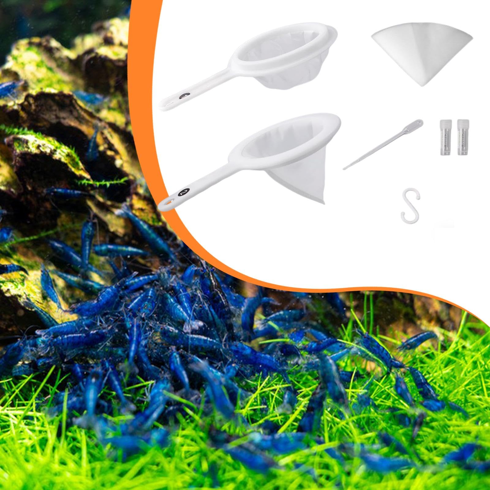 KESOTO Kit de Red de Pesca de Malla 80 para Artemia, Separador de Cáscaras de Huevo de Nailon, Red para Gambas de Acuario Pequeño de Criadero, para Peces, Estanques Pequeños, Piscinas