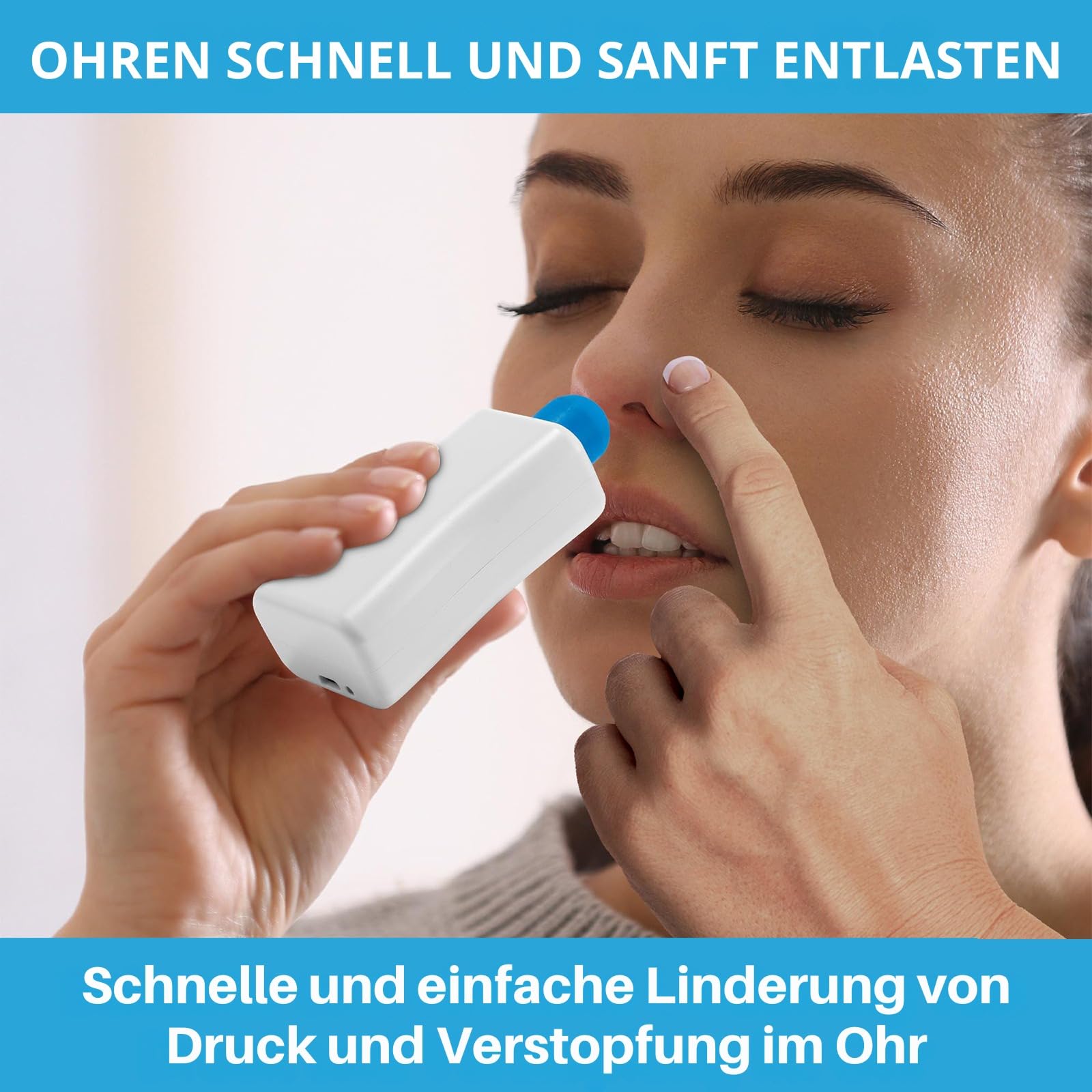 Gerät für Ohrdruckentlastung von Tilcare - Ausgleichendes Ohrensausen beim Fliegen, Schwimmen, Tauchen, bei Erkältung und Allergie-Beschwerden - Kommt mit tragbarem Schutztäschchen