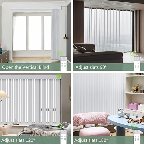 Miniatura 9 de Yoolax Persiana vertical motorizada funciona con Alexa, persianas inteligentes de filtrado de luz con control remoto, tamaño personalizado, persiana