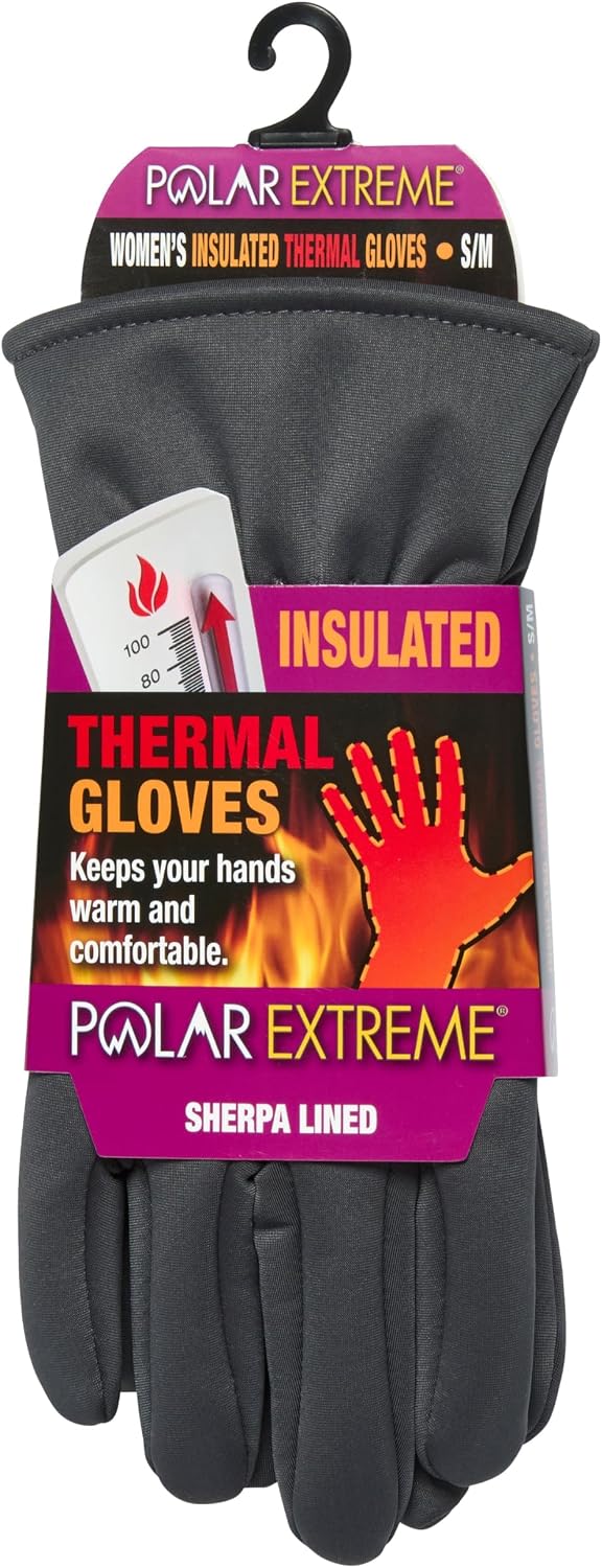 Polar Extreme Women's Thermal Winter Knit Gloves, Guantes – Warm, Windproof, and Soft Fleece Lined for Cold Weather