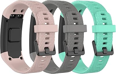 Compatible with Garmin Vivosmart HR Watch Bands Women Men, Replacement Silicone Band Straps Bracelet Wristbands Accessories Fit for Garmin Vivosmart HR, NOT for Vivosmart HR+ (Pink Gray Green)
