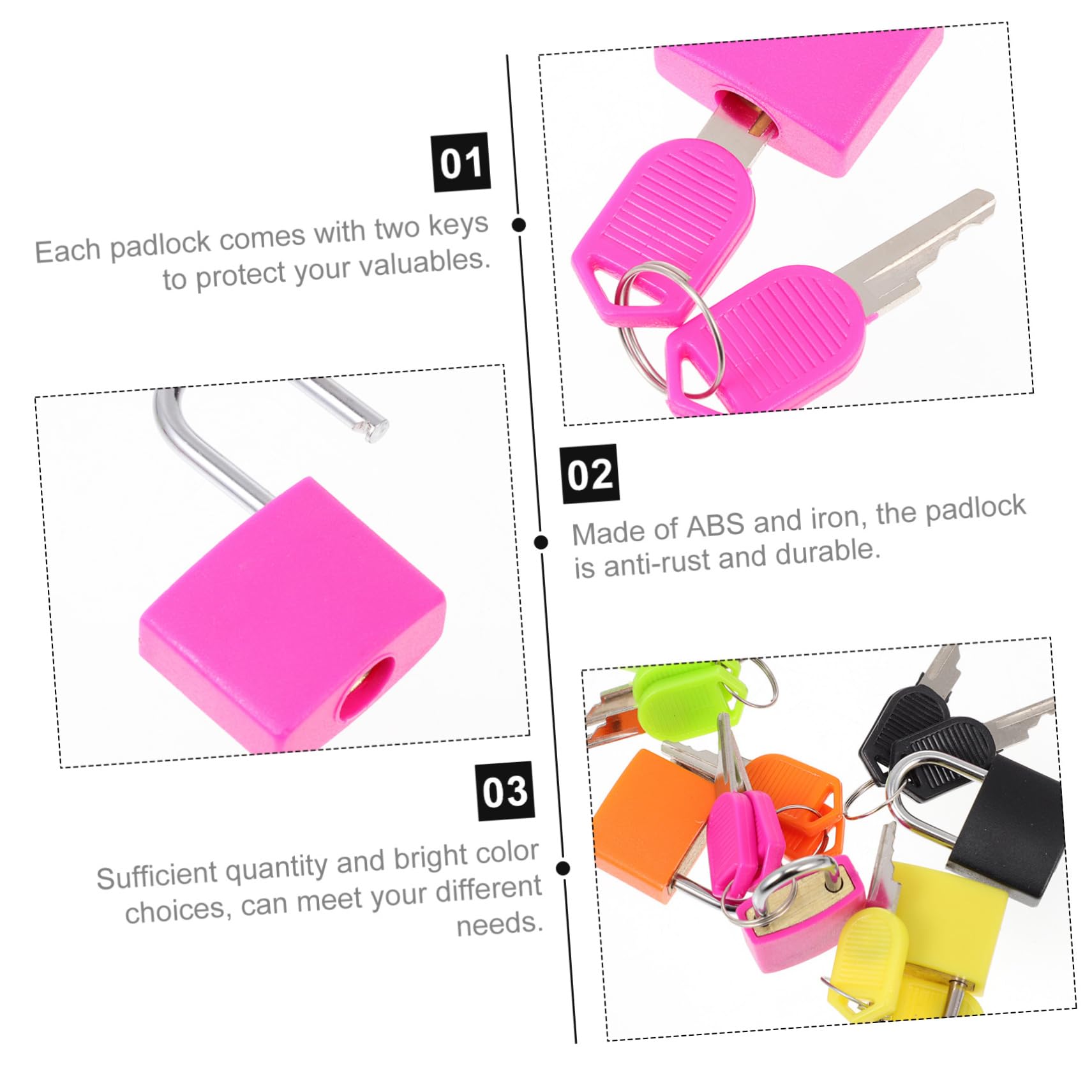 Mipcase 3 Set Lucchetti Con Chiave Colorati Per Diario E Valigie Lucchetto Sicurezza Multifunzionale Resistenti Alla Per Armadietti E Scatole E Leggeri 6 Pezzi*3