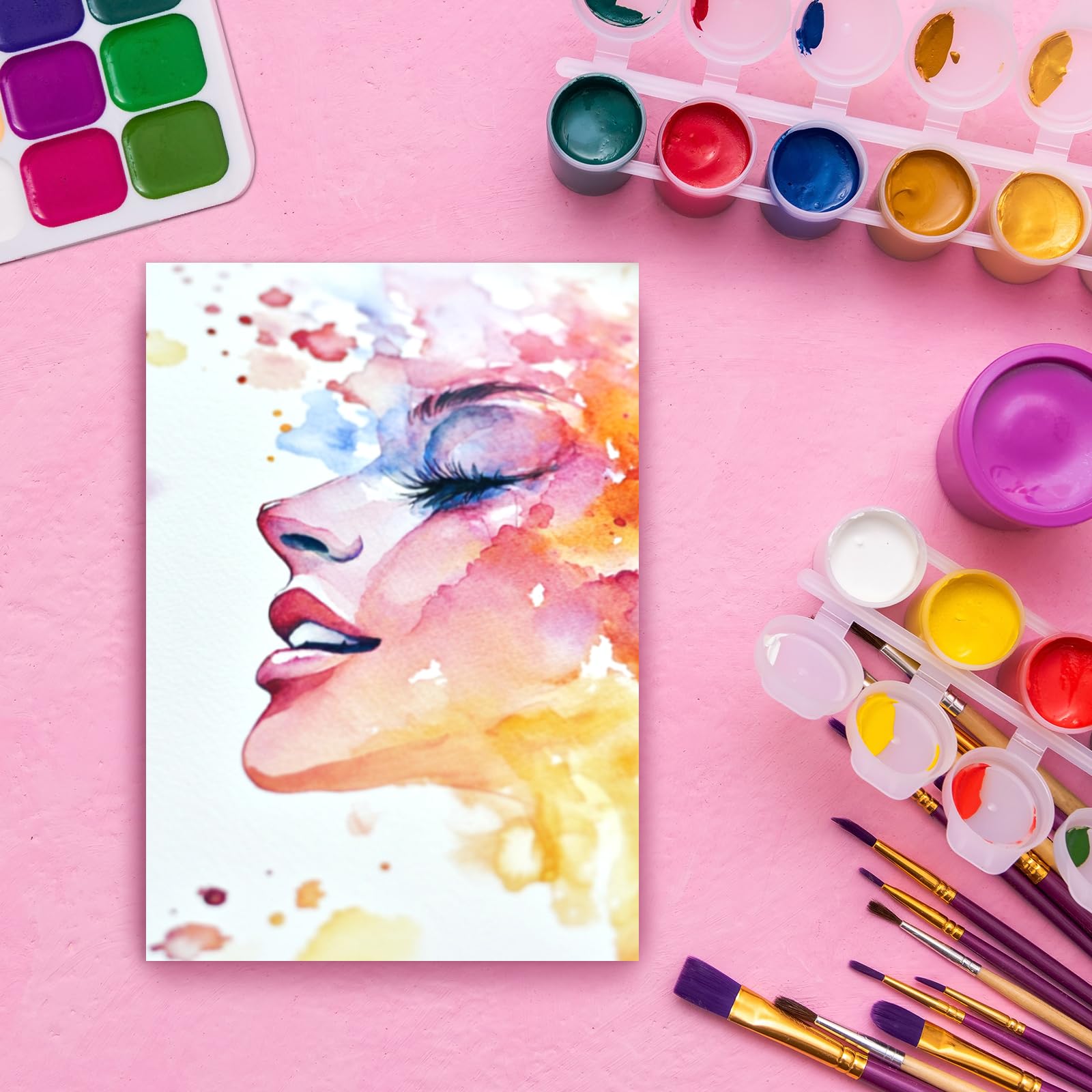 PATIKIL Aquarellpapier 21.59x27.94cm, 300g/m², 128 Blatt, Baumwollfaser Reißfestes Säurefreies Aquarellblock für Künstler Anfänger DIY Basteln, Ideal für Kunstmalerei Nass-in-Nass-Technik