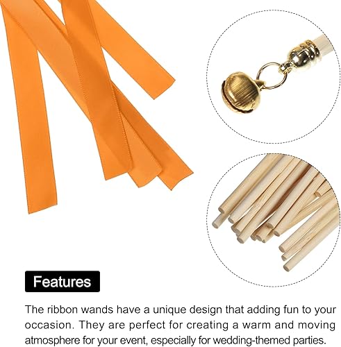 Vista 9 de MECCANIXITY 15 palitos de cinta de boda para fiesta de boda, serpentinas para boda, fiesta, celebración, amarillo