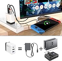 Vista 9 de Base para interruptorcargador iPhone 15, adaptador ShuOne USB C a HDMI, para Nintendo SwitchOLED con puertos de carga rápida HDMI 4K a 60Hz