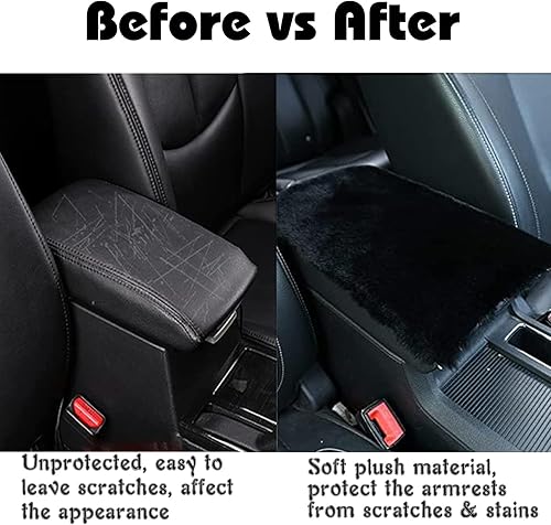 Miniatura 4 de YUNXNYC Funda peluda para reposabrazos de coche, almohadilla mullida para consola central de automóvil, almohadilla de piel de lana suave para