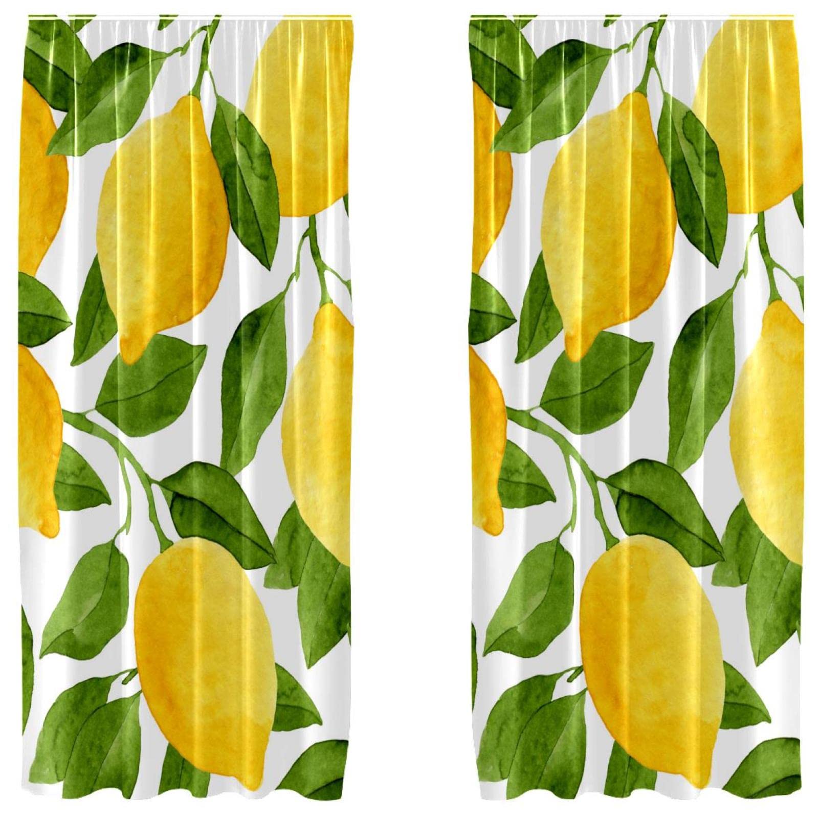 Cortinas opacas de 55 x 84 pulgadas con estampado de limones para salón y dormitorio