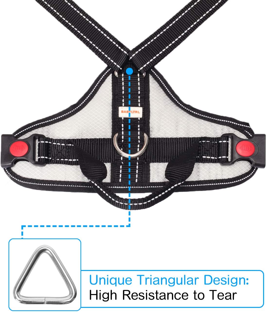 BABYLTRL Silver Big Dog Harness No-Pull Anti-Tear Adjustable Pet Harness Reflective Oxford Material Soft Vest for Medium Large Dogs Easy Control Harness (XL, Silver)