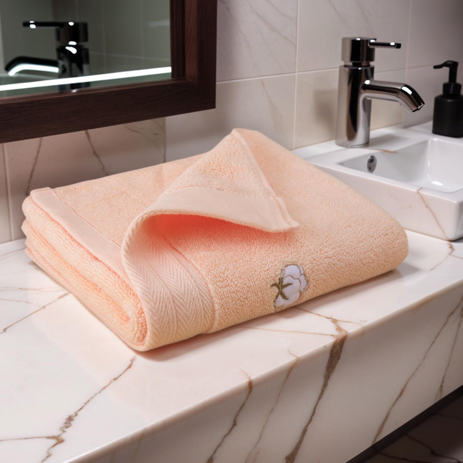 Luxury Soft Cotton Bath Towel with Embroidered Design Plush and Absorbent Ideal for Sensitive Skin Premium Spa-Quality Towel
