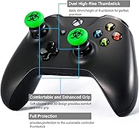Vista 7 de FPS Thumbstick Extender & 3D Texture Rubber Silicone Grip Cover 2 Sets for Xbox Series XS & Xbox One Controller(BioH Green)