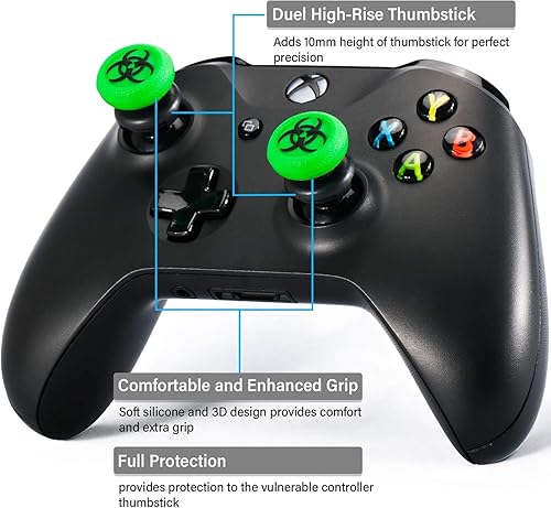 Miniatura 7 de FPS Thumbstick Extender & 3D Texture Rubber Silicone Grip Cover 2 Sets for Xbox Series XS & Xbox One Controller(BioH Green)
