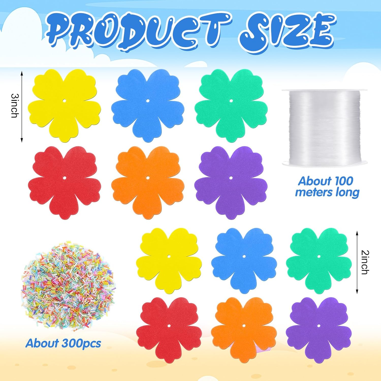 Wettarn 24 Pcs Hawaiian Lei Making Craft Kit Makes Foam Flower Necklace VBS Vacation Bible EVA Flowers Foam Luau Crafts DIY Floral for Luau Tropical Party Decoration (Hibiscus Flower)