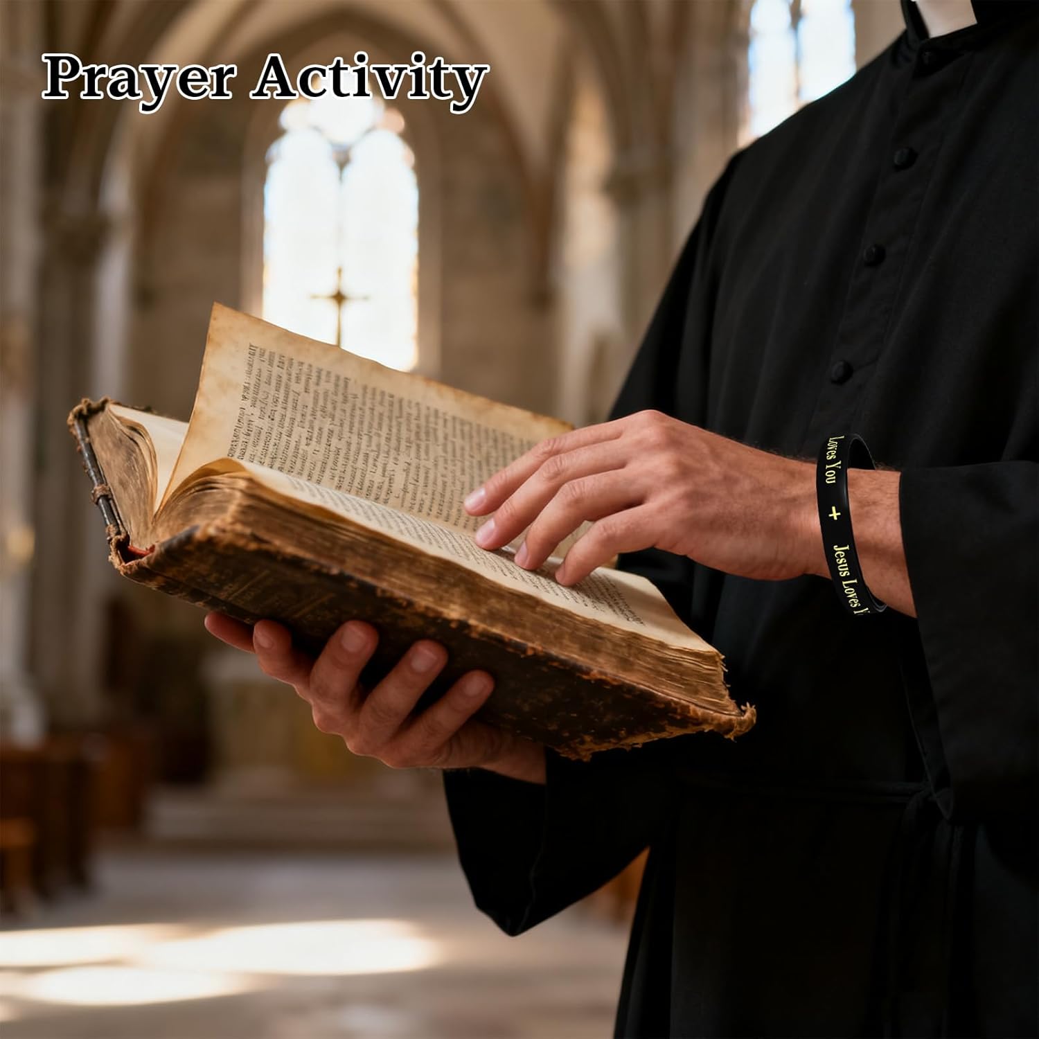 48Pcs Jesus Loves You Silicone Bracelets Colorful Jesus Bracelets Bulk Inspirational Christian Wristbands with Motivational Rubber Bands for Adults Teens Church Gifts (Black) - Image 7