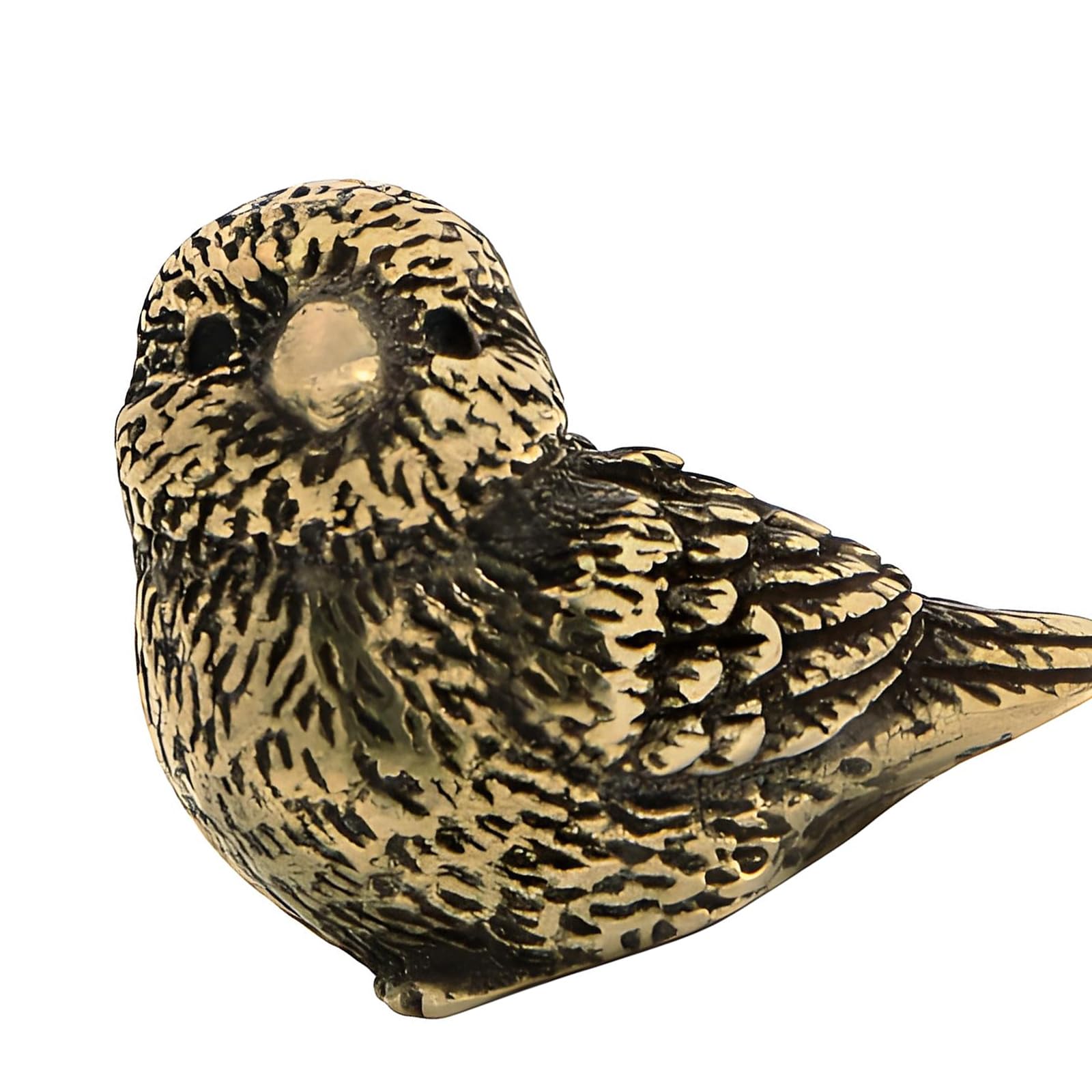 PANGBOER Classical Brass Sparrow Statue with Antique Finish Artistic Ornament Bookshelves Display Antique Miniature Bird Figurine Decors Antiqued Brass Sparrow Sculpture
