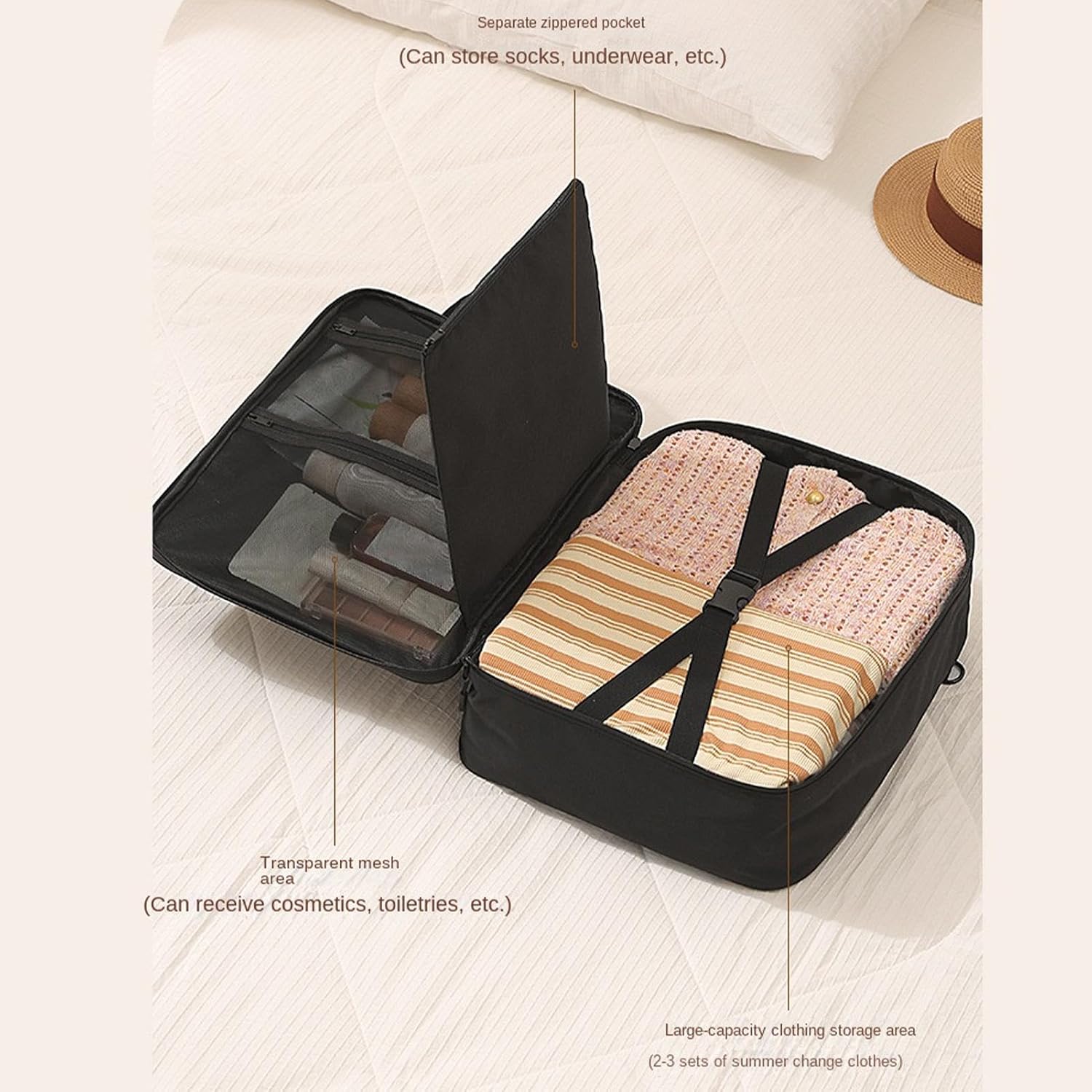 Spacious Mesh Pocket Makeup Organizer, Hanging Travel Cosmetic Kit, Practic image 4