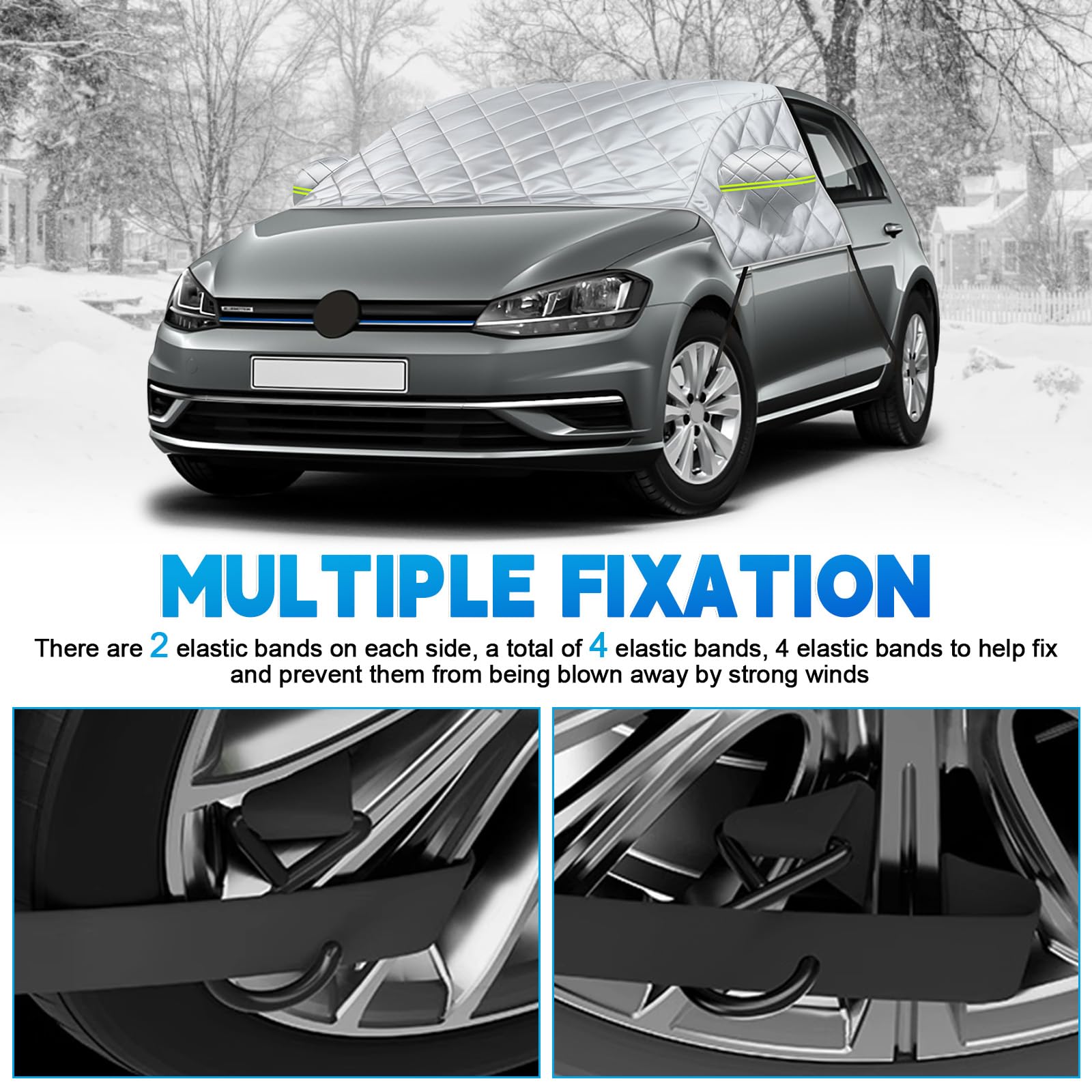 Copertura Parabrezza Compatibile con VW Golf, Prova di Neve Antigelo per Finestrino Anteriore con Striscia Riflettente, Addensare e Tenere in Caldo Impermeabile
