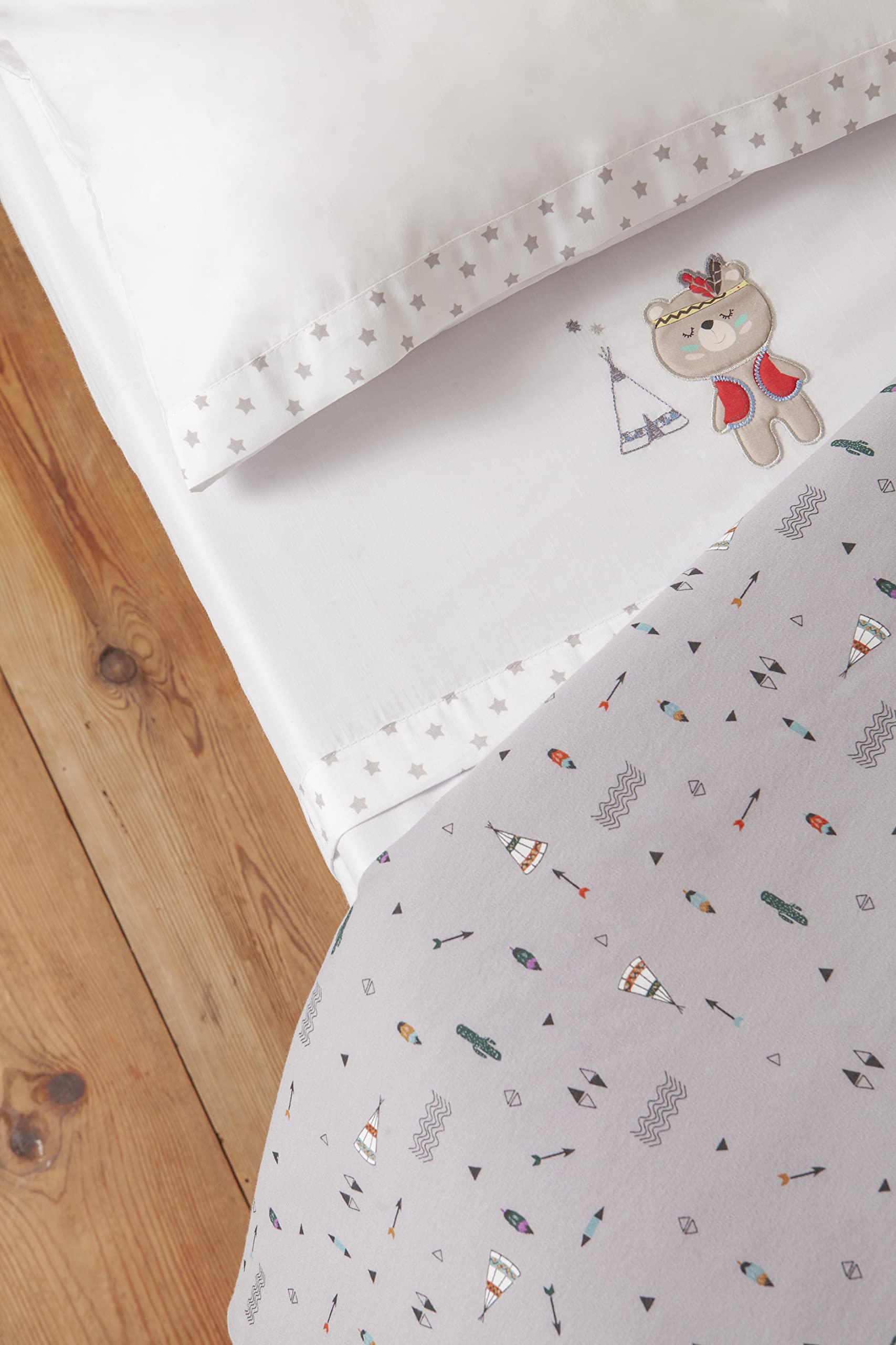 Interbaby 03197-18 - Sábanas cuna TIPI OSO blanco y gris, unisex