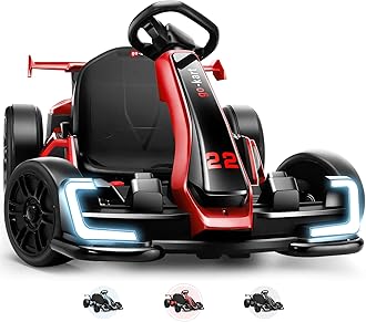 HikoleElectric Go Kart for Kids, 24V Drift Cart with Adjustable Seat, 3 Speed Mode, Fast 300W Motor, 8.5 MPH, EVA Tires, for Kids 6-12 Years Old, Red