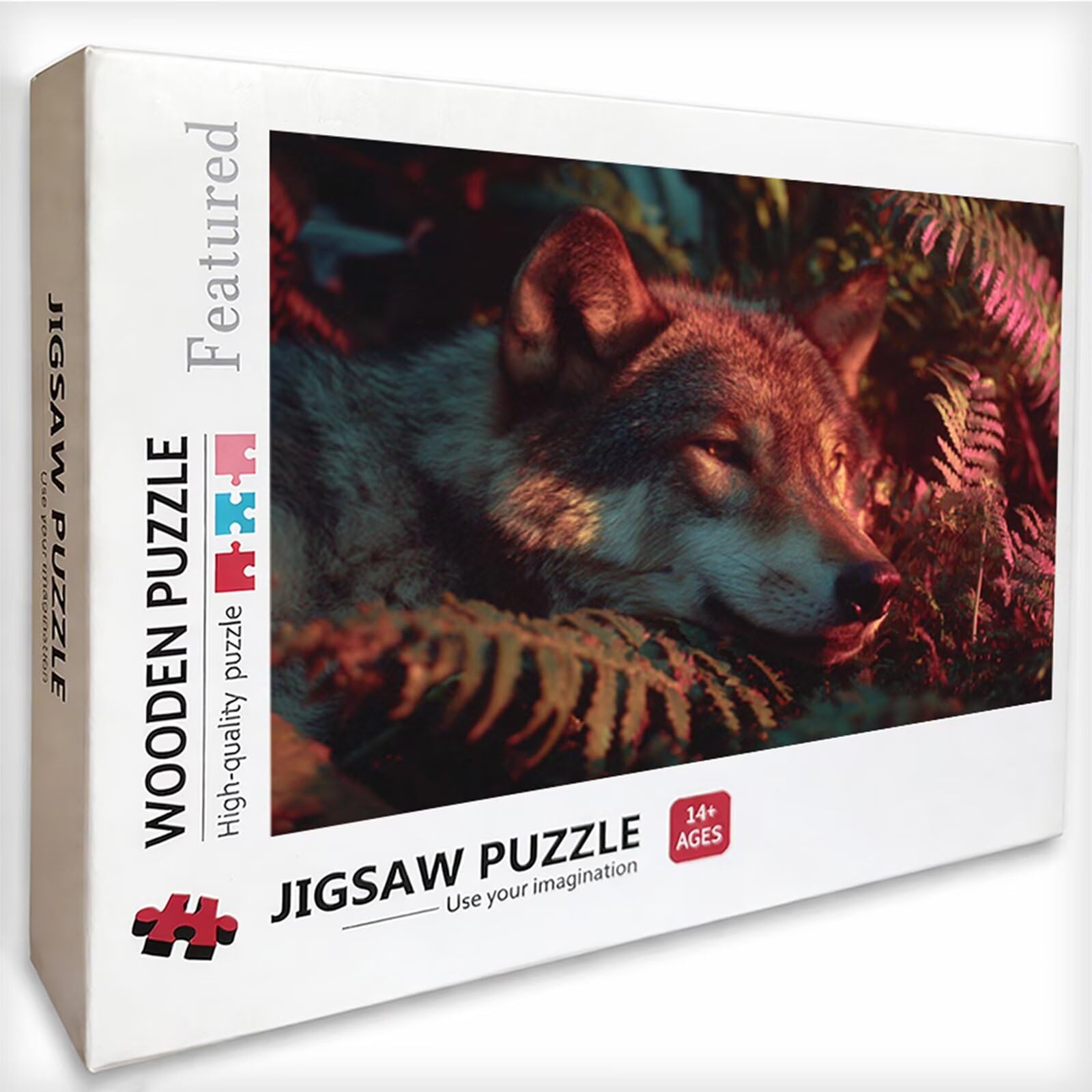 Drewniane puzzle 156 x 105 cm, wilk jigsaw dla dorosłych, 5000 elementów, z pudełkiem, wymagająca gra w puzzle, prezent dla nastolatków, odpowiednie dla mężczyzn i kobiet, 0-6259