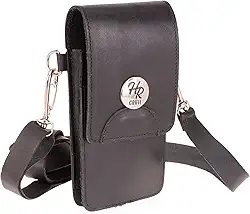 Bolsa pequena Lateral Carteira Feminina Porta Celular Cartão 100% couro Legítimo C/fecho de imã (preto)
