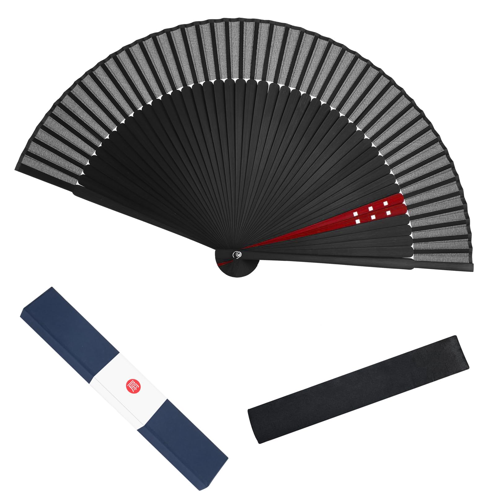 Japanese Sensu Fan Dockii Bamboo Silk Folding Fan Made in Japan Large