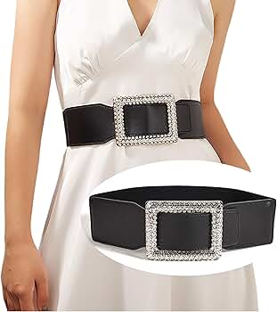 Bawnhaw Rhinestone Stretchy Wide Belts for Women, Ladies