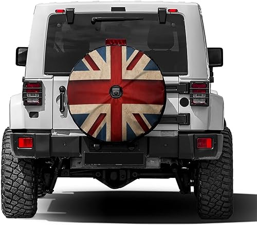 Foruidea Union Jack - Cubierta para neumático de repuesto con agujero de cámara de respaldo para remolque, RV, SUV y muchos vehículos, 17 pulgadas