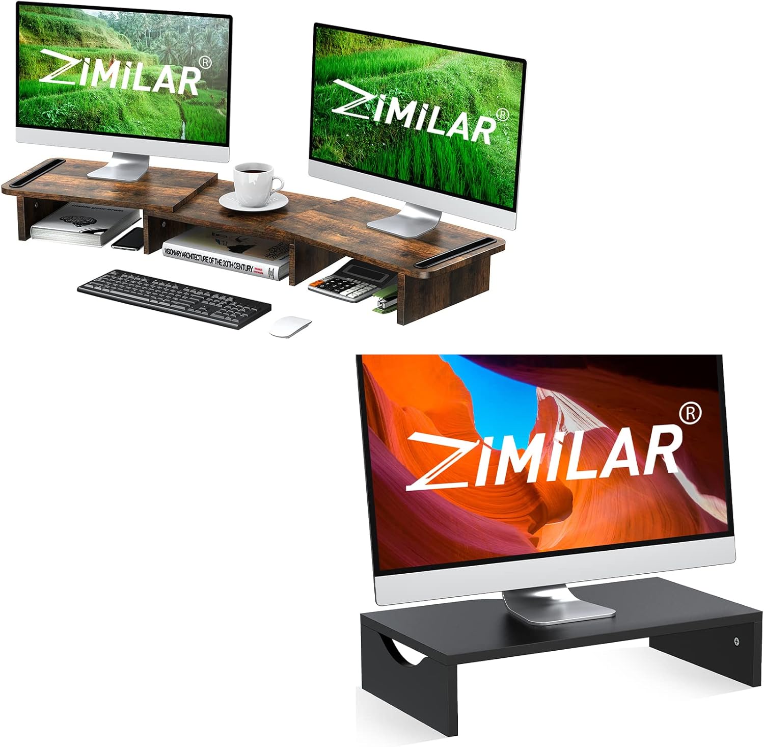 Zimilar Wood Monitor Stand Riser, Monitor Stand with