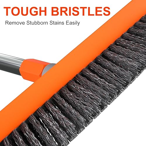 Miniatura 8 de BITOPE - Cepillo multiusos con mango largo, cepillo de limpieza resistente de 10 pulgadas de ancho con cerdas rígidas para limpieza de suelos para