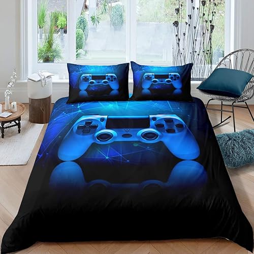 Miniatura 3 de Erosebridal - Juego de cama con estampado estilo ciencia ficción de control de videojuegos color azul, para niños, adolescentes y jugadores, funda