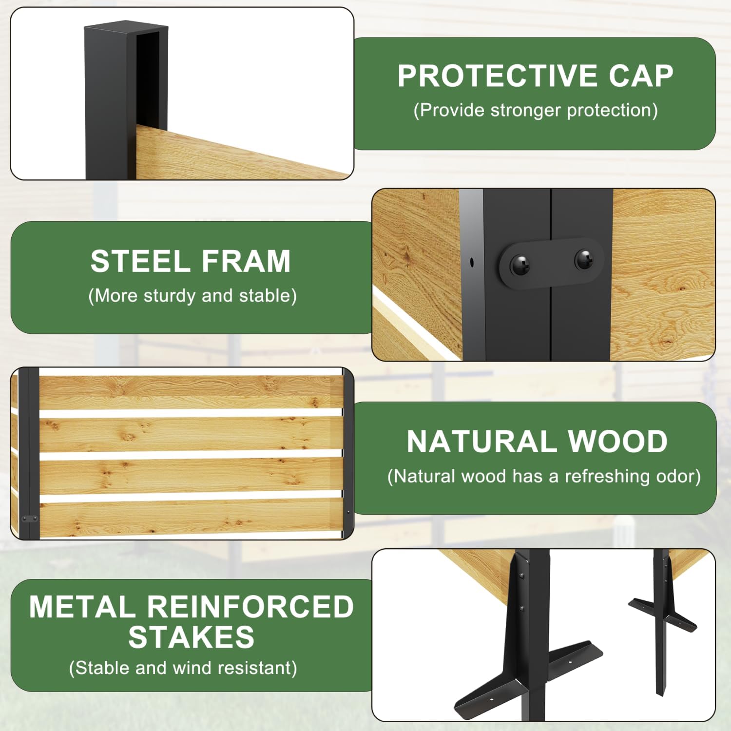 55"x38.5"W Cedar Wood Privacy Screen for Outdoor Use