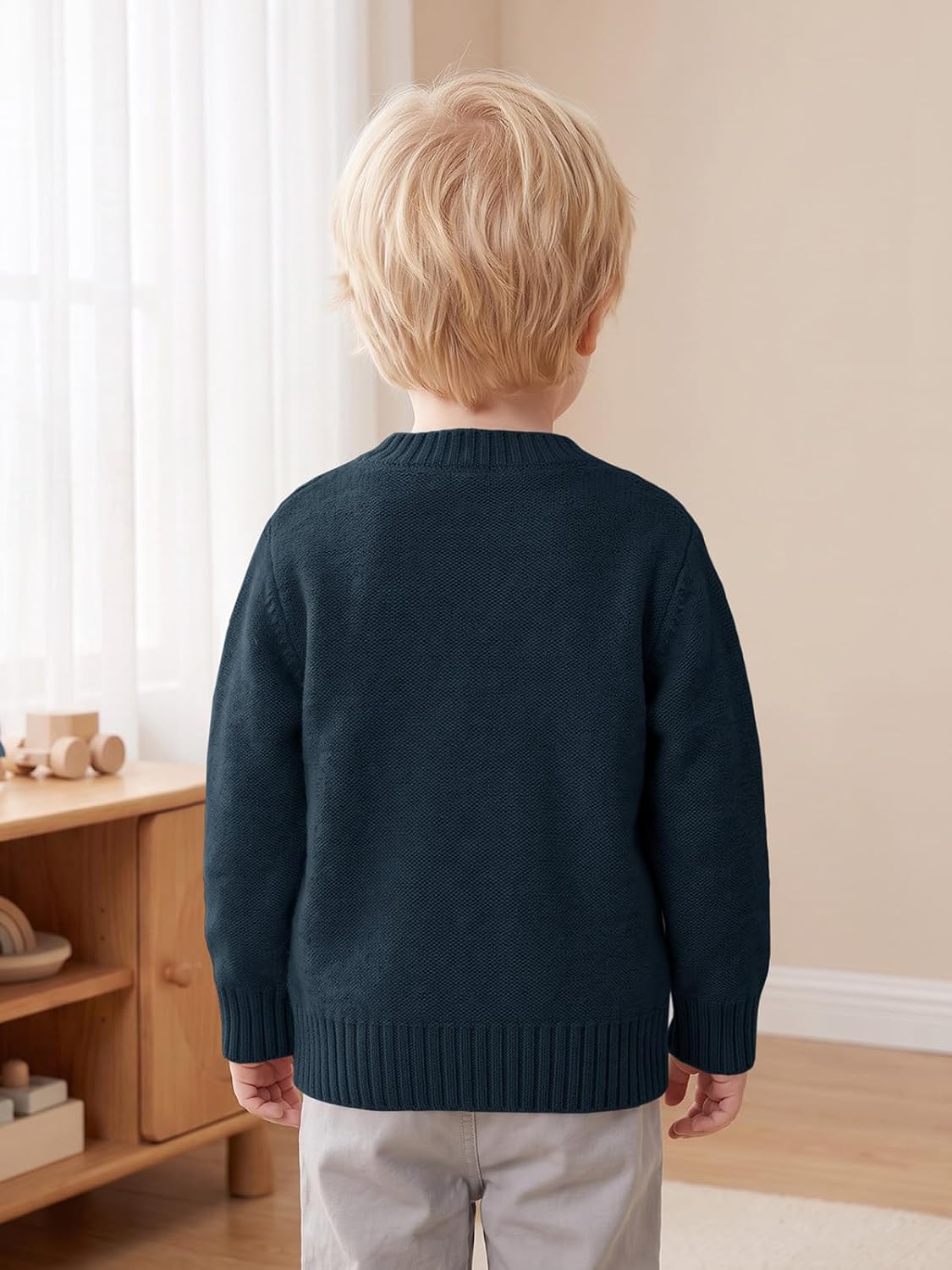 Haloumoning Toddler Baby Boy Cable Knit V-Neck Button Down Cardigan Sweater