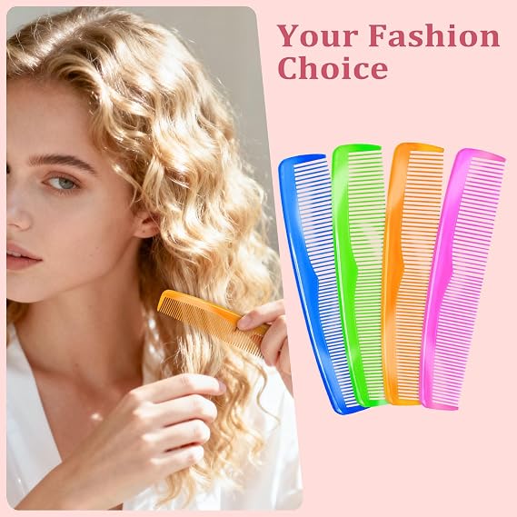 50 Pack Combs Bulk, Pocket Combs in Bulk, Colorful Coarse and Fine Tooth Comb for Homeless Hotel Airbnb Shelter, 4 Colors, 50