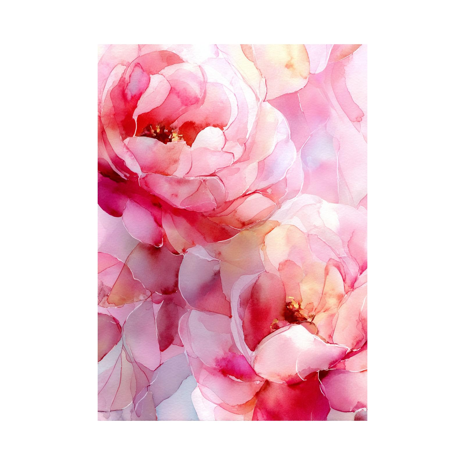 Teruea Women's Pink Large Flowers Canvas Wall Art Minimalist Soft Watercolour Blush Bloom Floral Art For Girl's Bedroom Living Room Bathroom Gift(Pink)-80X120cm1 Unframed