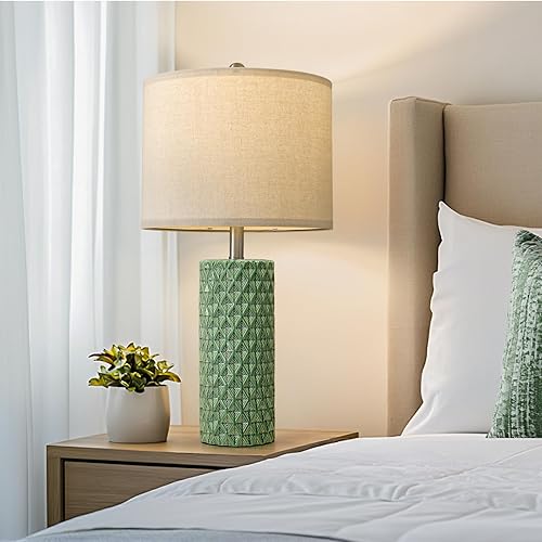 Miniatura 5 de Lámpara de mesa de 26 pulgadas de alto para sala de estar, juego de 2 lámparas modernas de cerámica para mesitas de noche, lámpara de noche para