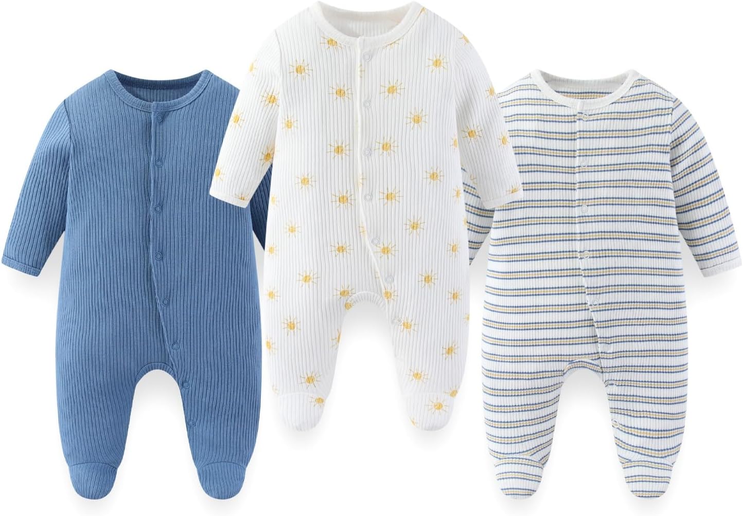 8 Pack Unisex Baby Boy Girl Footed One-piece Outfit Infant Hats 0-12months Comfort New Born Romper Clothes - Image 2