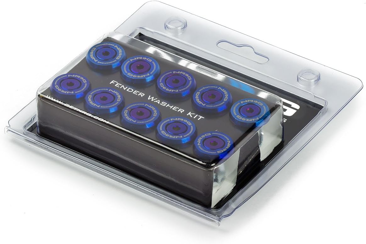 NRG Innovations FW-300TT Fender Washer Kit, Set of 10 (M Style, Titanium Burn Washer with Stainless Bolt, Rivets for Plastic)