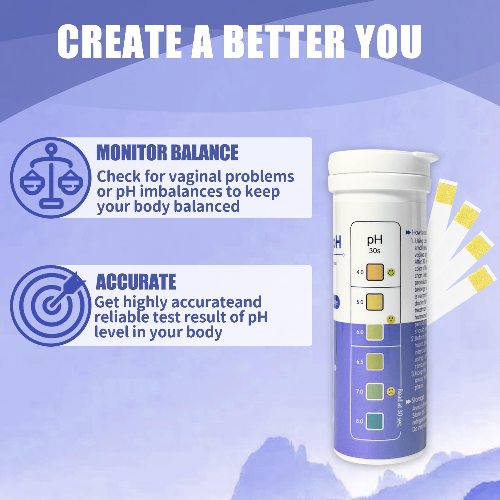 Bandelette pH (100 pièces) Test pH Féminin pour surveiller l’acidité précise et l’équilibre alcalinité
