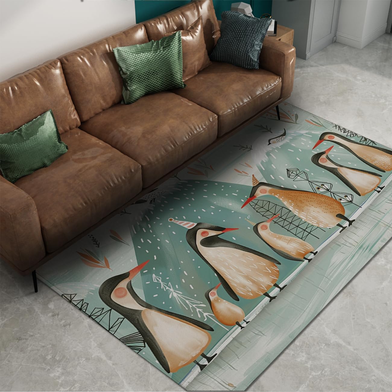 Tapis d’Animaux Antarctiques antidérapant et grand paillasson de Noël pour salon
