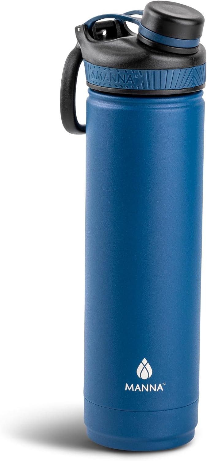 Manna Saratoga Double-wall Insulated Stainless Steel Bottle - 26 OZ - Powder Coated Indigo