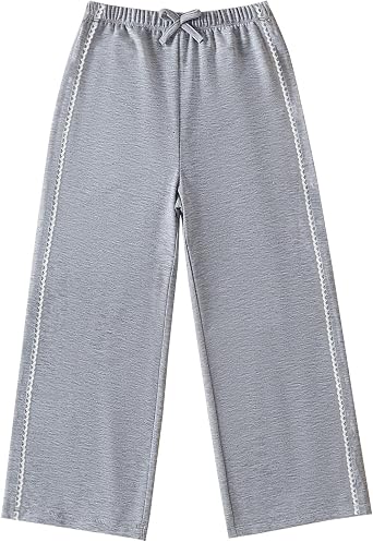 SOBOWO Girls Wide Leg Pants Floral Baggy Casual Baggy Trousers 6-14Y