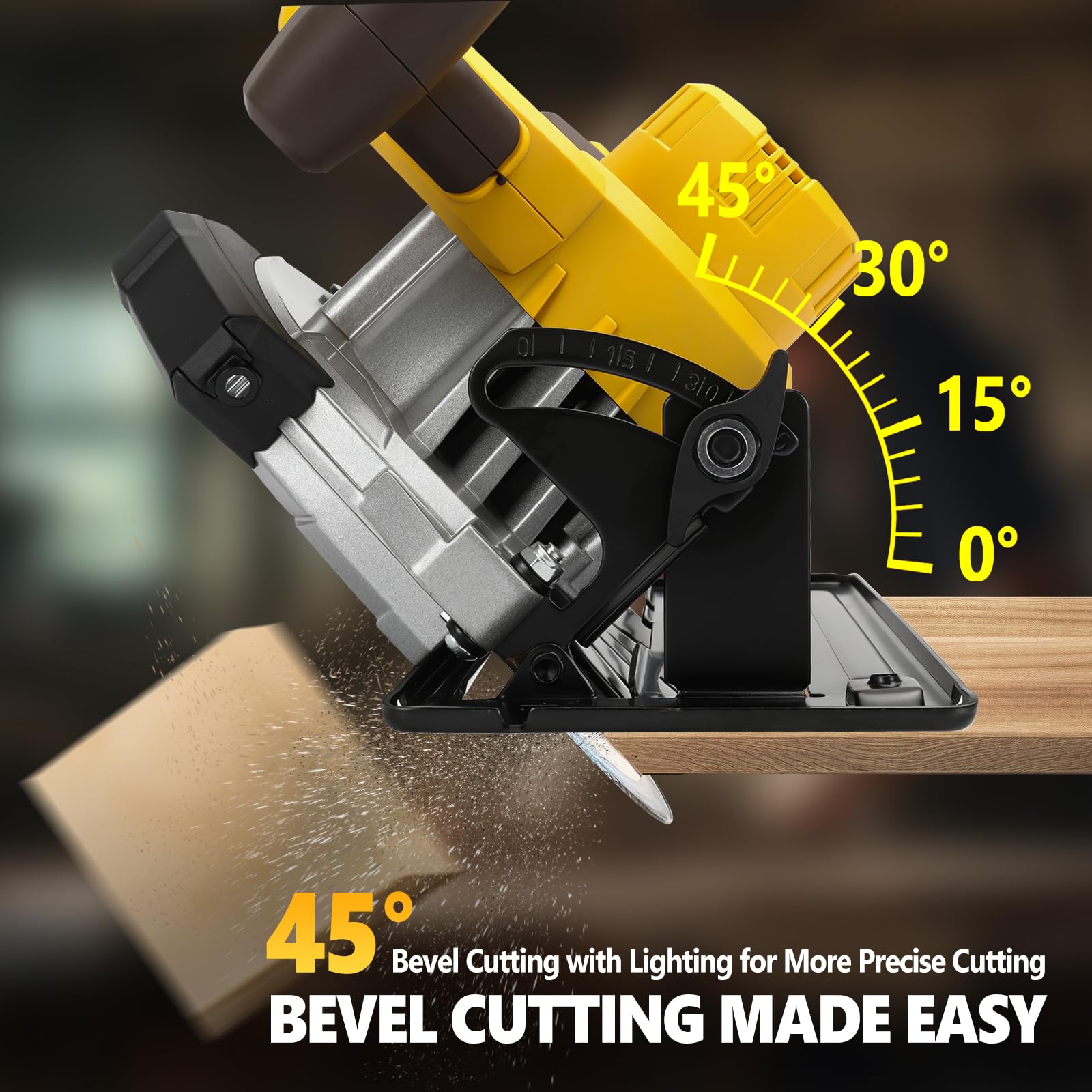 Sierra circular inalámbrica compatible con batería Dewalt 18/20V, sierra circular eléctrica de 7-1/4", con 2 hojas, 5000RPM sin escobillas, bisel de 0-45°, para corte de madera, azulejos, metal