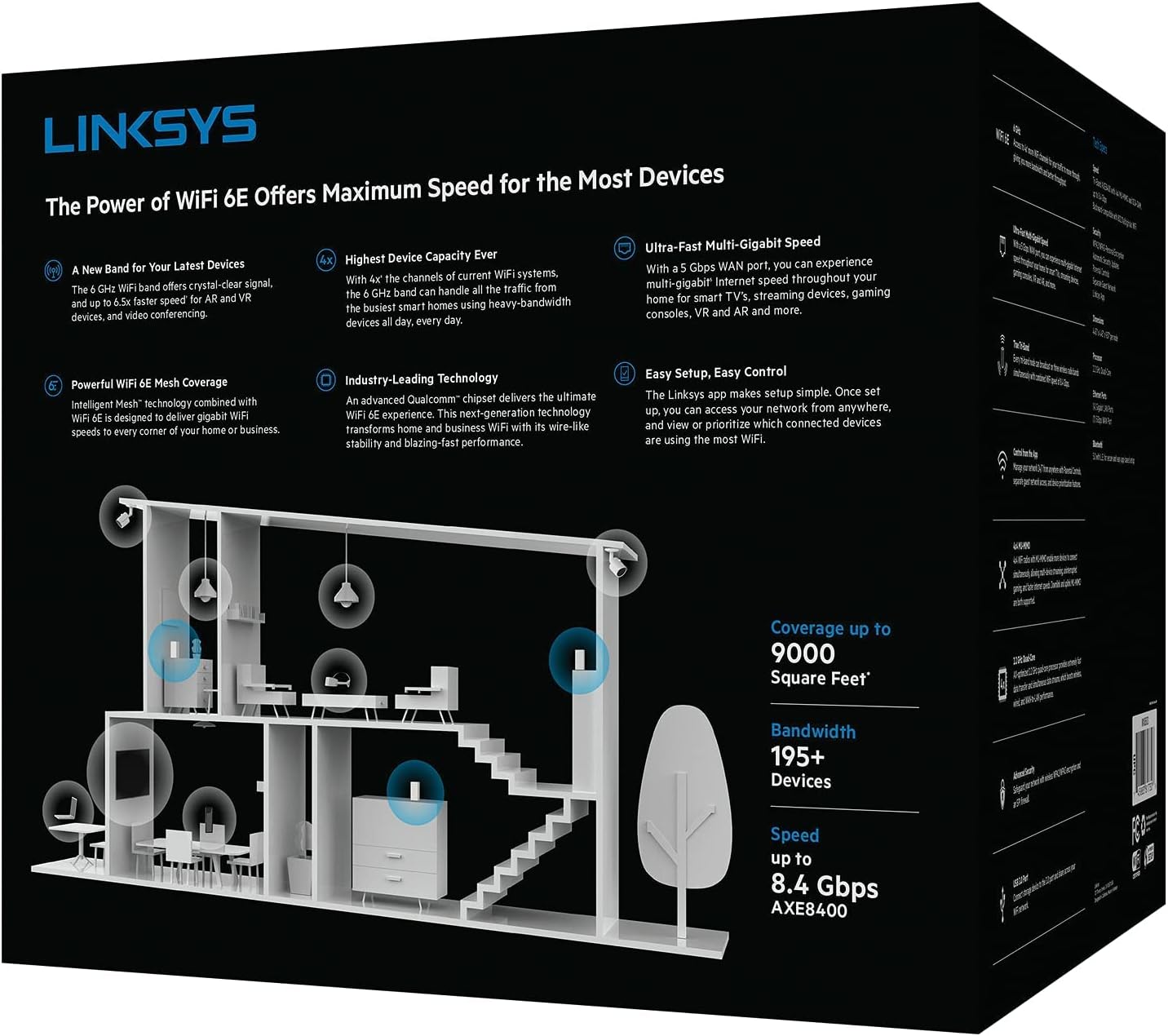 Linksys MX8503 Atlas Max 6E Tri-Band Mesh Wi-Fi 6E System (3 Pack)