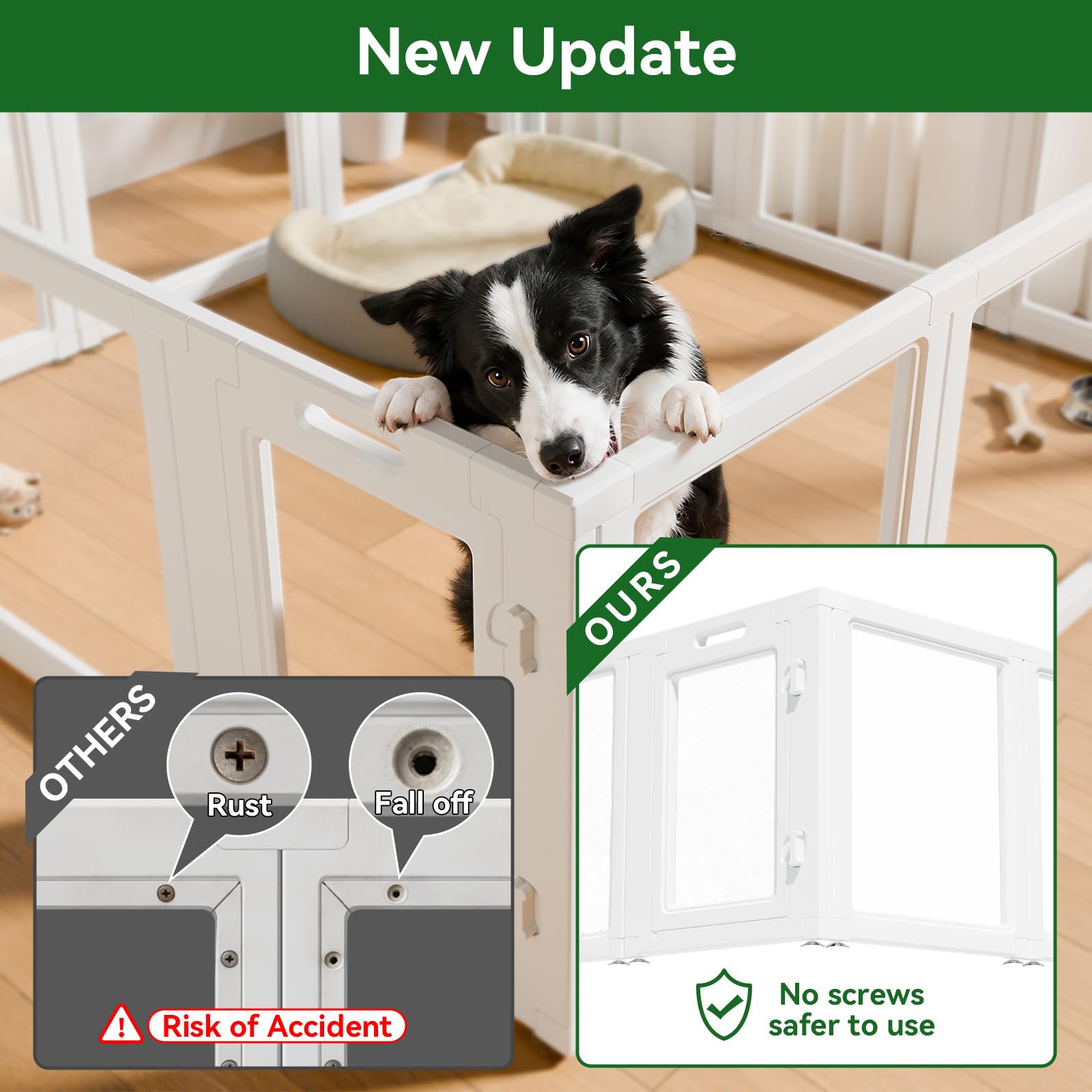 Everfront Box per cani, in plastica acrilica trasparente, facile da montare, recinto per interni e animali domestici, per cuccioli, gatti, conigli, furetti