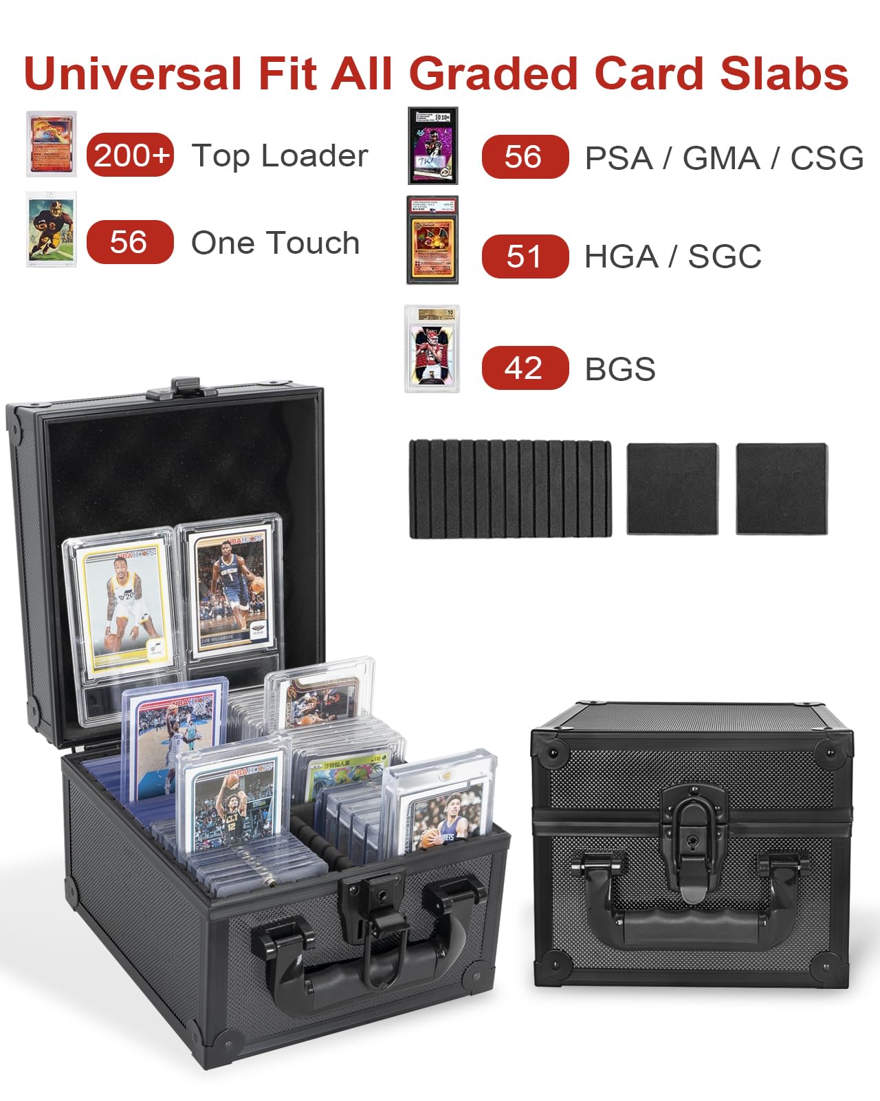LOCKCURX Graded Card Storage Box, Aluminum PSA Slab Case with