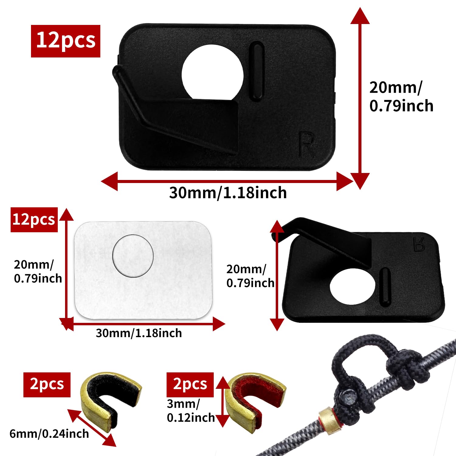 12 Pièces Tir à l'arc Repos avec 4 Pièces Bowstring Nock Point Accessoires de Tir à l'arc,Flèche Repose-Flèche en Plastique Noir Tir à l'arc Repose-Flèche Chasse Tir Ciblage Accessoire Main Droite