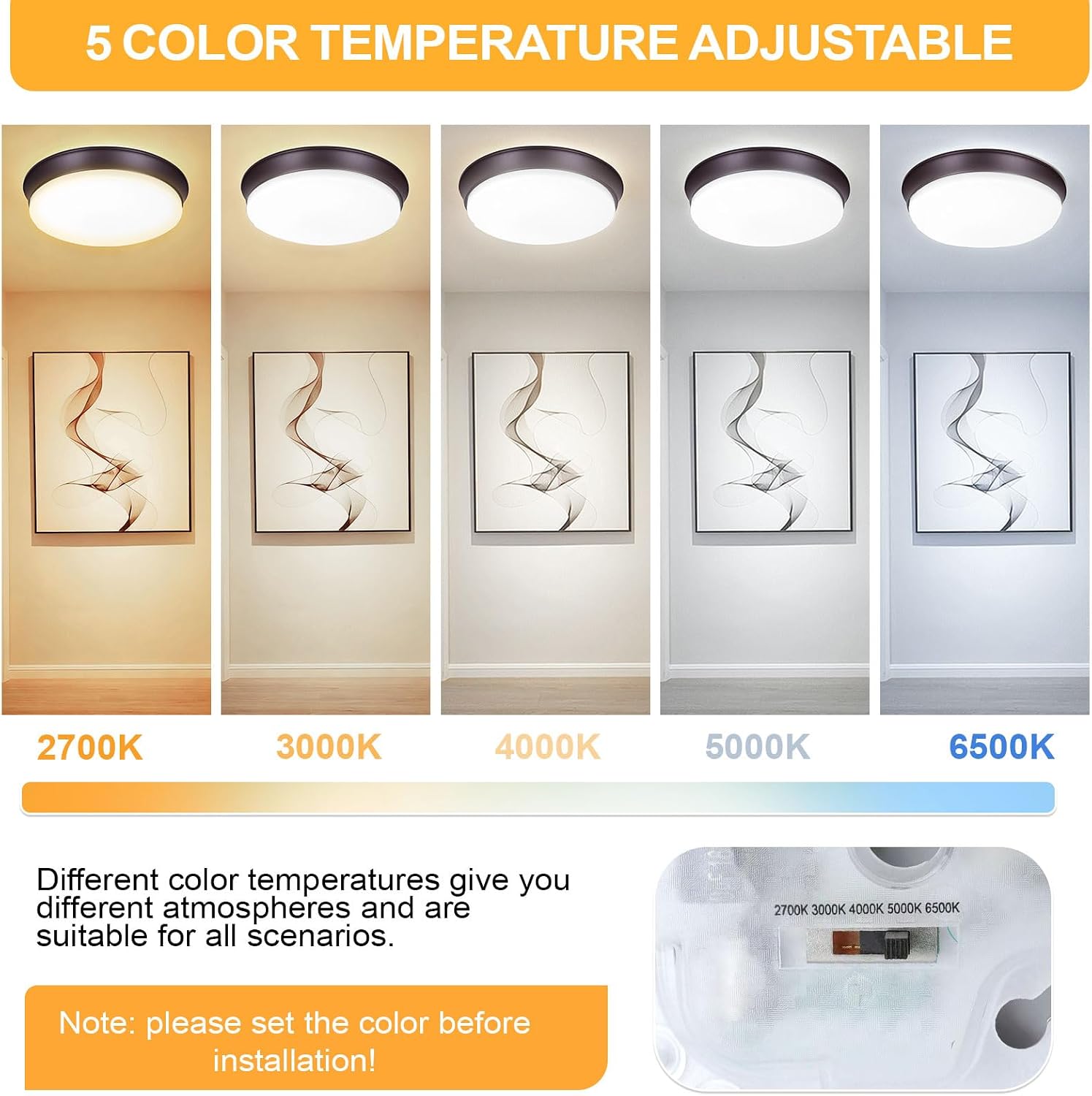 2PACK LED Flush Mount Ceiling Light Fixtures Oil Rubbed Bronze, 13Inch 36W Dimmable & 2700K-6500K 5CCT Adjustable LED Ceiling Lights, 4000LM Modern LED Lamp for Kitchen, Bedroom, Porch, Hallway